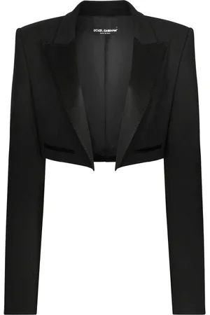 Dolce & Gabbana Femme, Vestes, Noir, Taille: 36 FR Noir Revers Coupe Ajustée Laine Soie