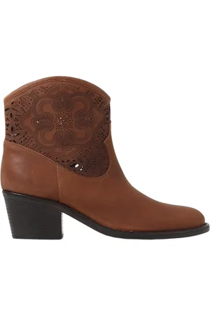 Via Roma Femme, Chaussures, Brun, Taille: 37 EU Bottines en Cuir Chic avec Détail Découpé