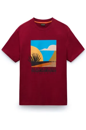 Napapijri Homme, Tops, Rouge, Taille: L T-shirt Graphique à Manches Courtes