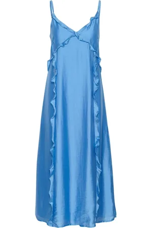 Part Two Femme, Robes, Bleu, Taille: 46 FR Robe Féminine avec Détails à Volants