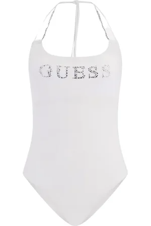 Guess Femme, Maillots de bain, Blanc, Taille: 42 FR Maillot une pièce avec logo et rembourrage amovible