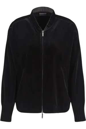 Emporio Armani Femme, Pulls, Noir, Taille: 42 FR Veste noire en velours avec des détails exquis