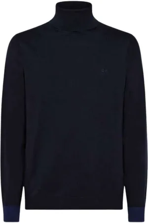 sun68 Homme, Pulls, Bleu, Taille: S Contraste Coude Élégant Haut
