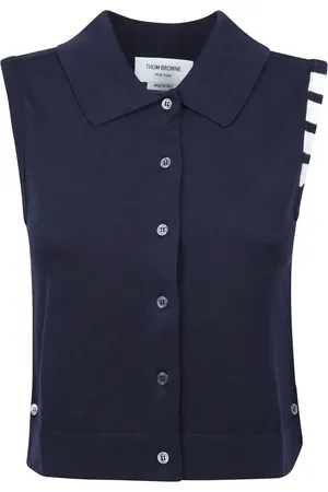 Thom Browne Femme, Pulls, Bleu, Taille: 36 FR Pull de luxe intemporel avec des emblèmes distinctifs