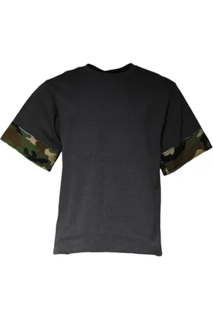 Dolce & Gabbana Homme, Tops, Gris, Taille: S T-shirt Col Rond Camouflage Gris Foncé