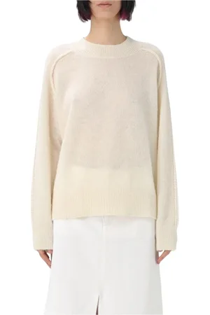 A.P.C. Femme, Pulls, , Taille: 40 FR Pull Blanc Élégant à Col Rond