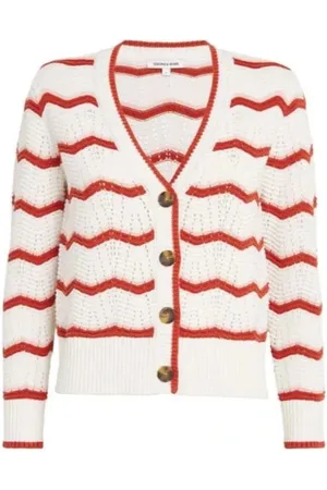 VERONICA BEARD Femme, Pulls, Blanc, Taille: 38 FR Cardigan Printanier en Tricot Chevron