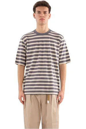Daniele Fiesoli Homme, Tops, Gris, Taille: S Tee-shirt à Rayures en Coton Glacé