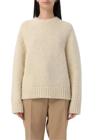 Jil Sander Femme, Pulls, Blanc, Taille: 36 FR Pull Blanc à Col Rond en Tricot