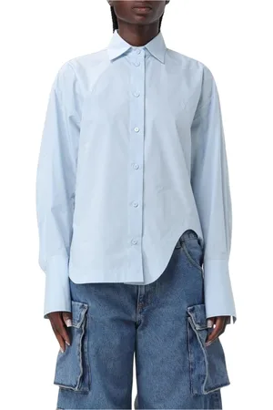The Attico Femme, Blouses et Chemises, Bleu, Taille: 38 FR Chemise Bleue Popeline Élégante Polyvalente Femmes
