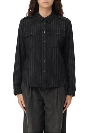 Michael Kors Femme, Blouses et Chemises, Noir, Taille: 40 FR Chemise à Rayures Manches Longues Noire