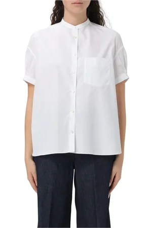 Aspesi Femme, Blouses et Chemises, Blanc, Taille: 40 FR Chemise Jaune en Popeline Col Mandarin