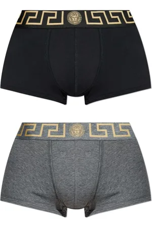 VERSACE Homme, Sous-vêtements, Noir, Taille: 3XL Sous-vêtements en Coton Stretch avec Logo
