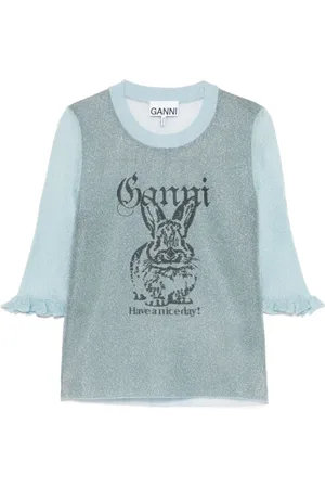 Ganni Femme, Pulls, Bleu, Taille: 42 FR Pull Bleu Clair Modèle Élégant