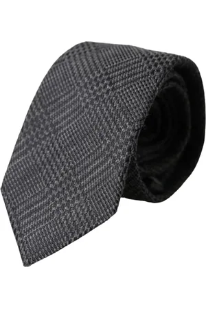 Dolce & Gabbana Unisex, Accessoires, Gris, Taille: ONE Size Cravate Homme en Soie à Carreaux Gris Foncé