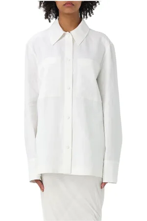 Jil Sander Femme, Blouses et Chemises, Blanc, Taille: 38 FR Chemise en Lin Blanc Coupe Décontractée