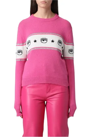 Chiara Ferragni Femme, Pulls, Rose, Taille: 42 FR Pull Rose Brodé Eye
