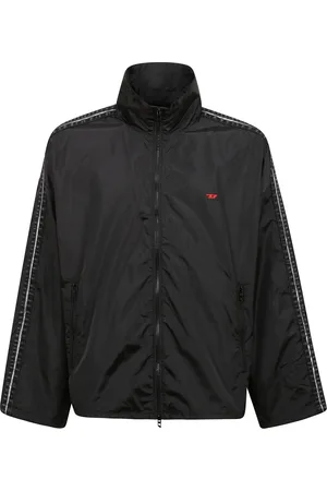 Diesel Homme, Vestes, Noir, Taille: L Veste de sport en nylon avec bandes en denim