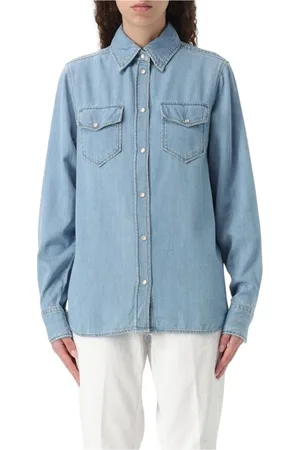 Liu Jo Femme, Blouses et Chemises, Bleu, Taille: 40 FR Chemise Bleue à Boutons