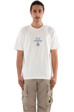 C.P. Company Homme, Tops, Blanc, Taille: M Twisted Jersey Embro Tee