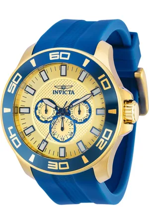 Invicta Homme, Accessoires, Bleu, Taille: ONE Size Montre Chronographe en Silicone Bleu pour Homme