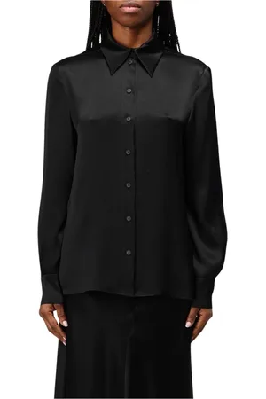 Alberta Ferretti Femme, Blouses et Chemises, Noir, Taille: 40 FR Élégante Chemisier en Satin de Soie