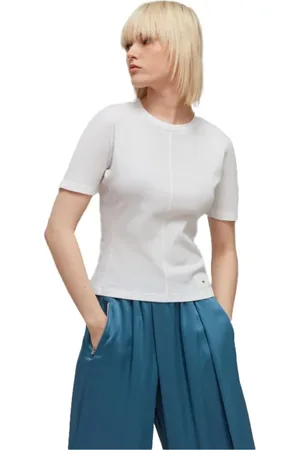 adidas Femme, Tops, Blanc, Taille: 40 FR Tee-shirt ajusté à manches courtes