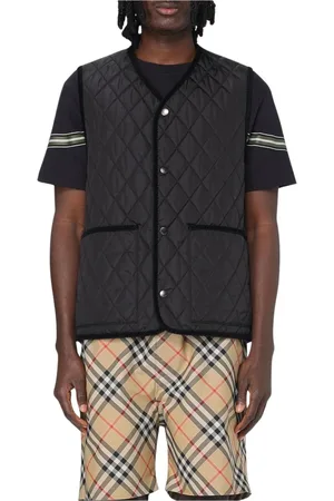 Burberry Homme, Vestes, Noir, Taille: L Gilet Matelassé avec Bordure en Velours