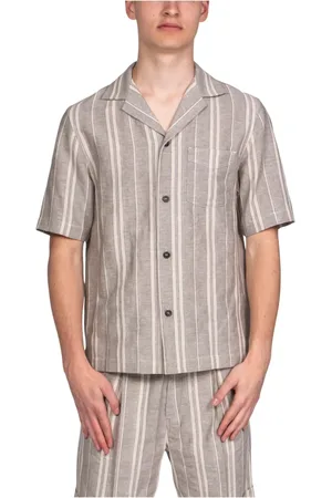 Paolo Pecora Homme, Chemises, Gris, Taille: M Chemise Homme à Rayures Pierre