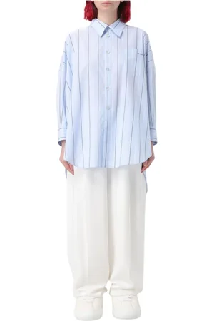 Marni Femme, Blouses et Chemises, Bleu, Taille: 38 FR Chemise à Rayures Motif Eau