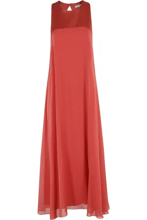 ANTONELLI Femme, Robes, Rouge, Taille: 38 FR Robe Longue en Soie Corail