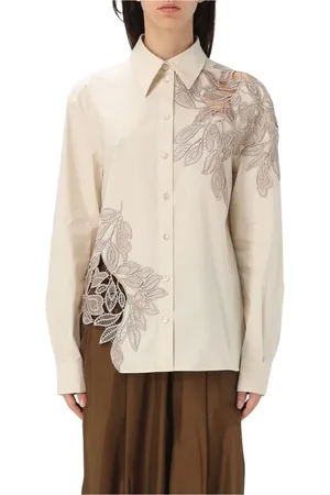 Alberta Ferretti Femme, Blouses et Chemises, , Taille: 42 FR Chemise Élégante Plissée Crème