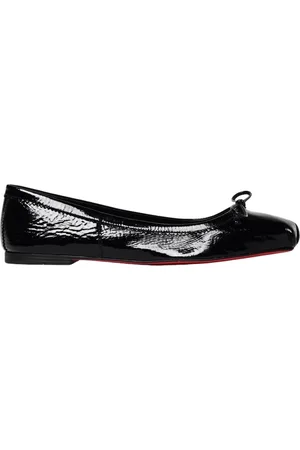 Christian Louboutin Femme, Chaussures, Noir, Taille: 41 EU Ballerines plates en cuir verni noir