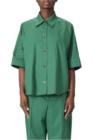 Liu Jo Femme, Blouses et Chemises, Vert, Taille: 40 FR Chemise Verte à Col en Coton