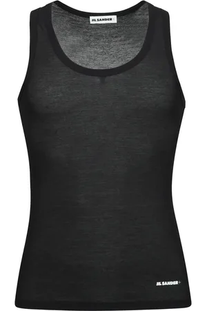 Jil Sander Femme, Tops, Noir, Taille: 40 FR Débardeur Blanc Style Minimaliste de Luxe