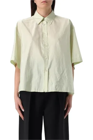 Jil Sander Femme, Blouses et Chemises, Vert, Taille: 36 FR Chemise Verte Minimaliste en Coton