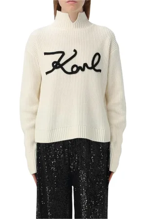 Karl Lagerfeld Femme, Pulls, Blanc, Taille: 42 FR Pull à col montant en laine mérinos