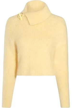 Jacquemus Femme, Pulls, Jaune, Taille: 34 FR Pull Jaune avec Col Drapé