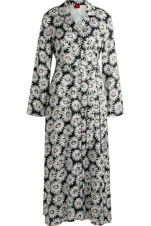 HUGO BOSS Femme, Manteaux, Blanc, Taille: 40 FR Robe chemise à imprimé floral avec ceinture