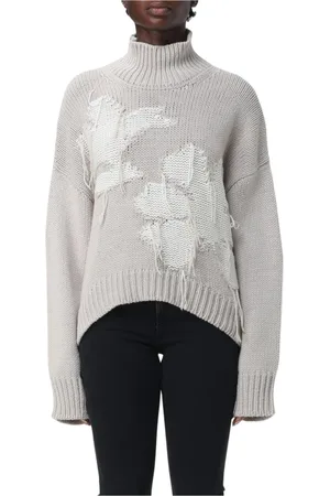 Dondup Femme, Pulls, Gris, Taille: 36 FR Chic Pull à col haut