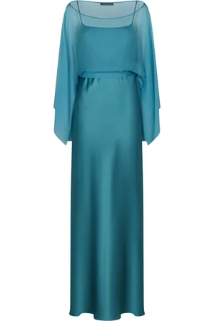 Alberta Ferretti Femme, Robes, Bleu, Taille: 40 FR Robe en satin de soie avec traîne