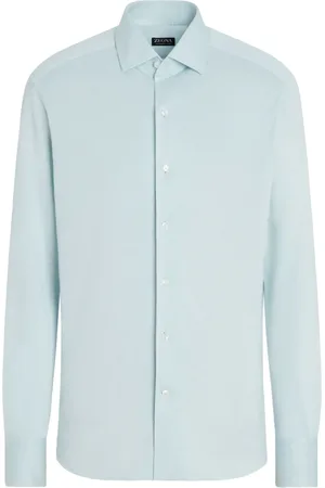 Ermenegildo Zegna Homme, Chemises, Bleu, Taille: L Chemise Soie Lin Coton Made in Italy