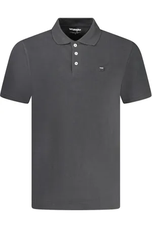 Wrangler Homme, Tops, Gris, Taille: M Polo en Coton Noir avec Logo