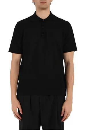 COSTUMEIN Homme, Tops, Noir, Taille: XL Polo en Lin avec Col Boutonné