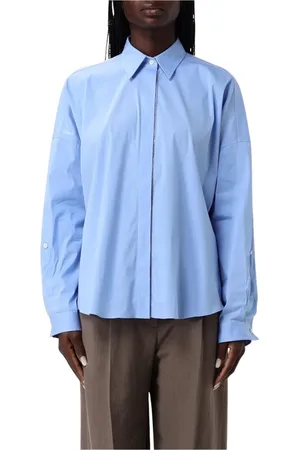 Brunello Cucinelli Femme, Blouses et Chemises, Bleu, Taille: 36 FR Chemise Popeline Bleue