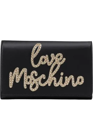 Moschino Femme, Sacs, Noir, Taille: ONE Size Rhinestone Logo Pochette