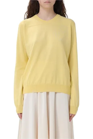 Jil Sander Femme, Pulls, Jaune, Taille: 40 FR Pull Col Rond Jaune Design Minimaliste