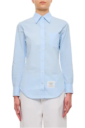 Thom Browne Femme, Blouses et Chemises, Bleu, Taille: 38 FR Chemise en Popeline de Coton Bleue