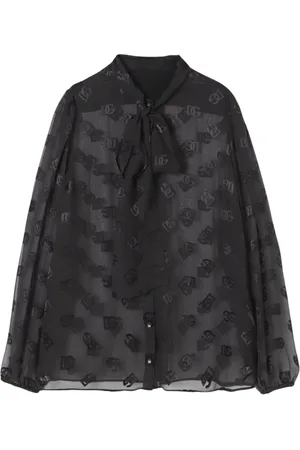 Dolce & Gabbana Femme, Blouses et Chemises, Noir, Taille: 36 FR Chemisier en Soie à