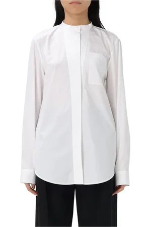 Jil Sander Femme, Blouses et Chemises, Blanc, Taille: 36 FR Chemise Blanche en Popeline de Coton à Col Mandarin
